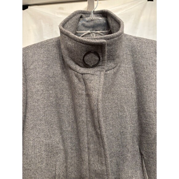 Calvin Klein Wool Blend Gray Tweed Stand Collar Walker Coat Women’s Sz 18 Zips - Picture 3 of 15